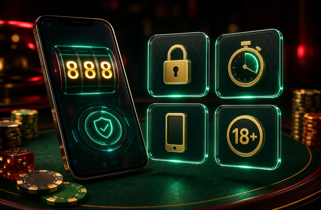 Mobile app check cards with lock and adult signals