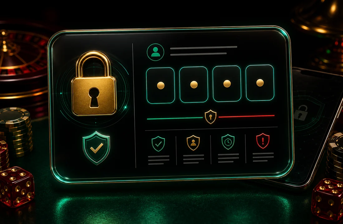 Secure dark login panel with OTP boxes lock and shield details