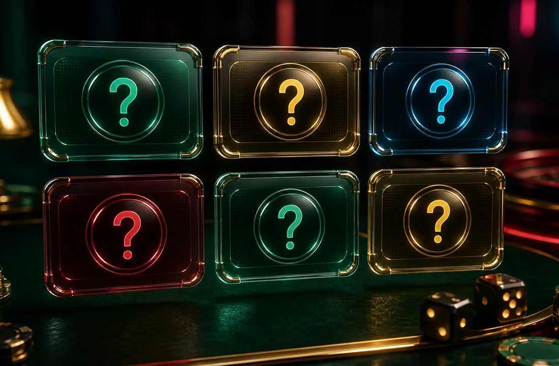 Question cards over a dark casino board